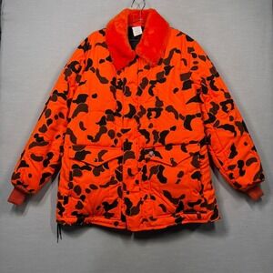 Vintage RefrigiWear Camo Jacket Men XL Orange Fleece Collar USA